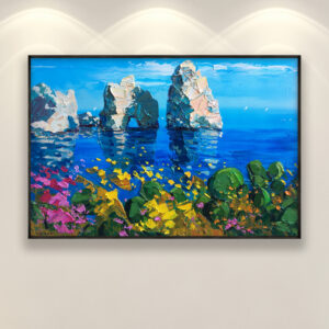 Sunny Capri Painting on Canvas – Original Italian Oil Art