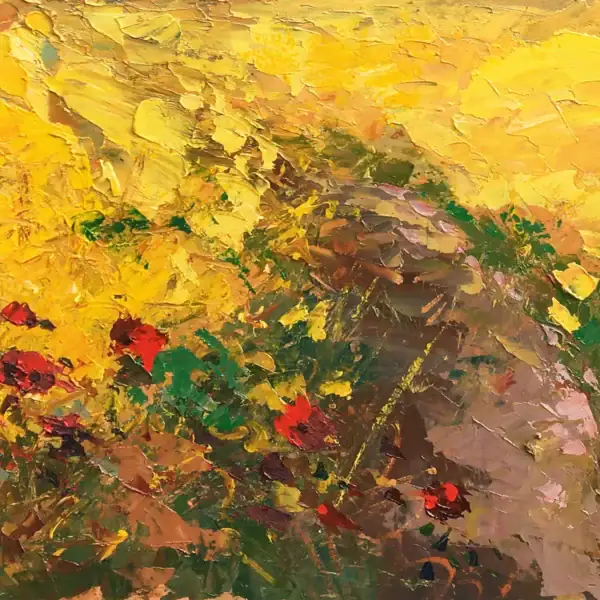 Original Tuscan Wheat Field Oil Painting - Modern Impressionist Landscape - Image 4