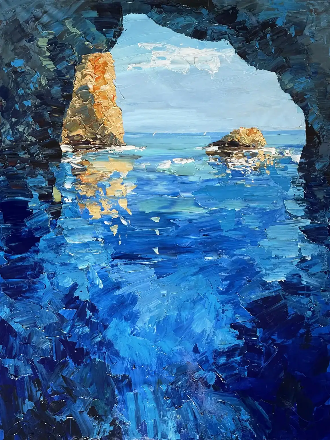 Original Blue Grotto Oil Painting Canvas | Veroni Fine Art