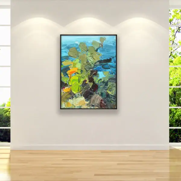 Original Cactus Oil Painting on Canvas - Modern Impressionist Mediterranean Plant - Image 2