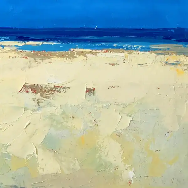 Macro detail of the right side of the beach, showcasing the rich tactile surface and the warm neutral tones of the sand.