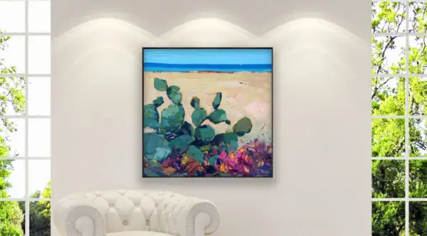 Original Seascape Oil Painting - Modern Impressionist Prickly Pear Beach - Image 2