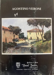 Cover of Agostino Veroni's solo art exhibition catalog at Galleria d'Arte "Sant'Isaia" in Bologna, 1997, featuring a Tuscan landscape oil painting.