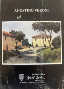 Cover of Agostino Veroni's solo art exhibition catalog at Galleria d'Arte "Sant'Isaia" in Bologna, 1997, featuring a Tuscan landscape oil painting.