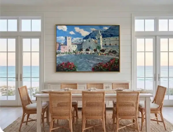 Taormina Oil Painting on Canvas – Impressionist Cityscape - Image 6