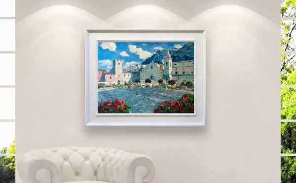 Taormina Oil Painting on Canvas – Impressionist Cityscape - Image 4